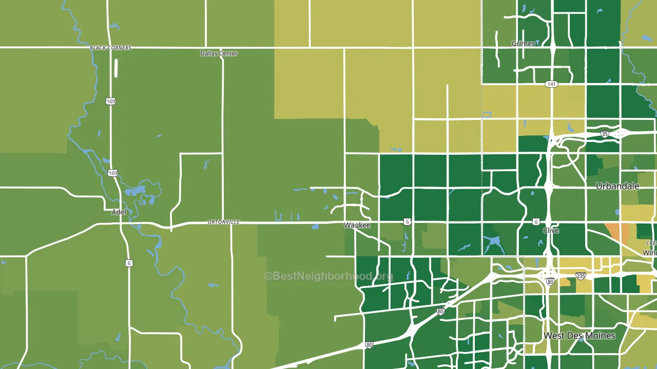 Dallas County, IA block-group voter-turnout map