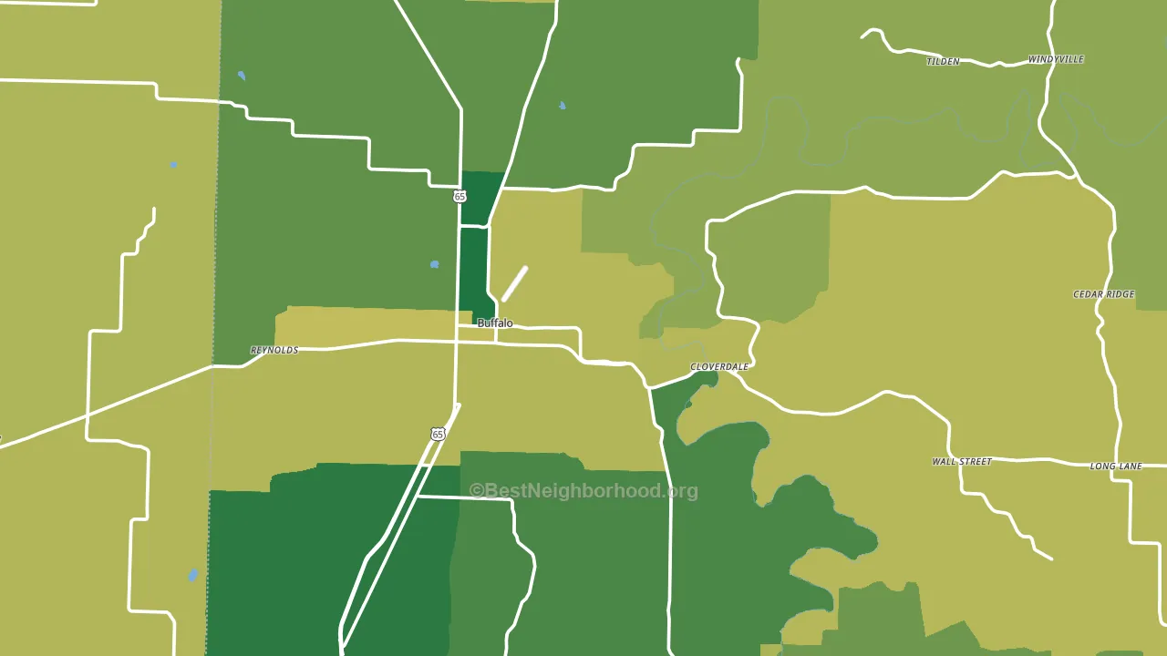 Dallas County, MO block-group voter-turnout map