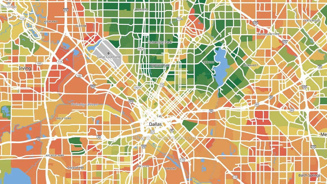 Dallas County, TX block-group voter-turnout map
