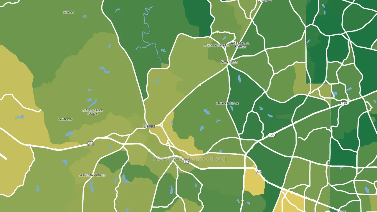 Dallas, GA block-group voter-turnout map