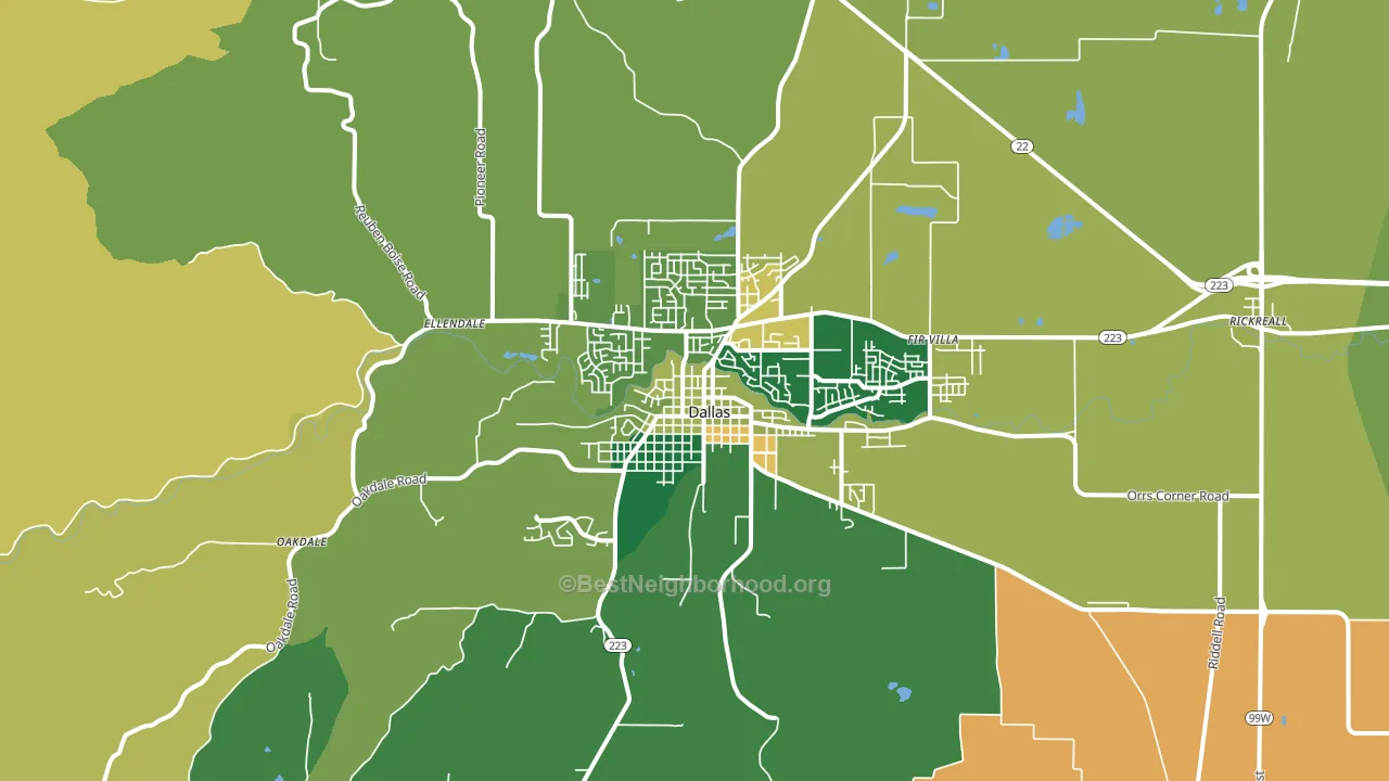 Dallas, OR block-group voter-turnout map