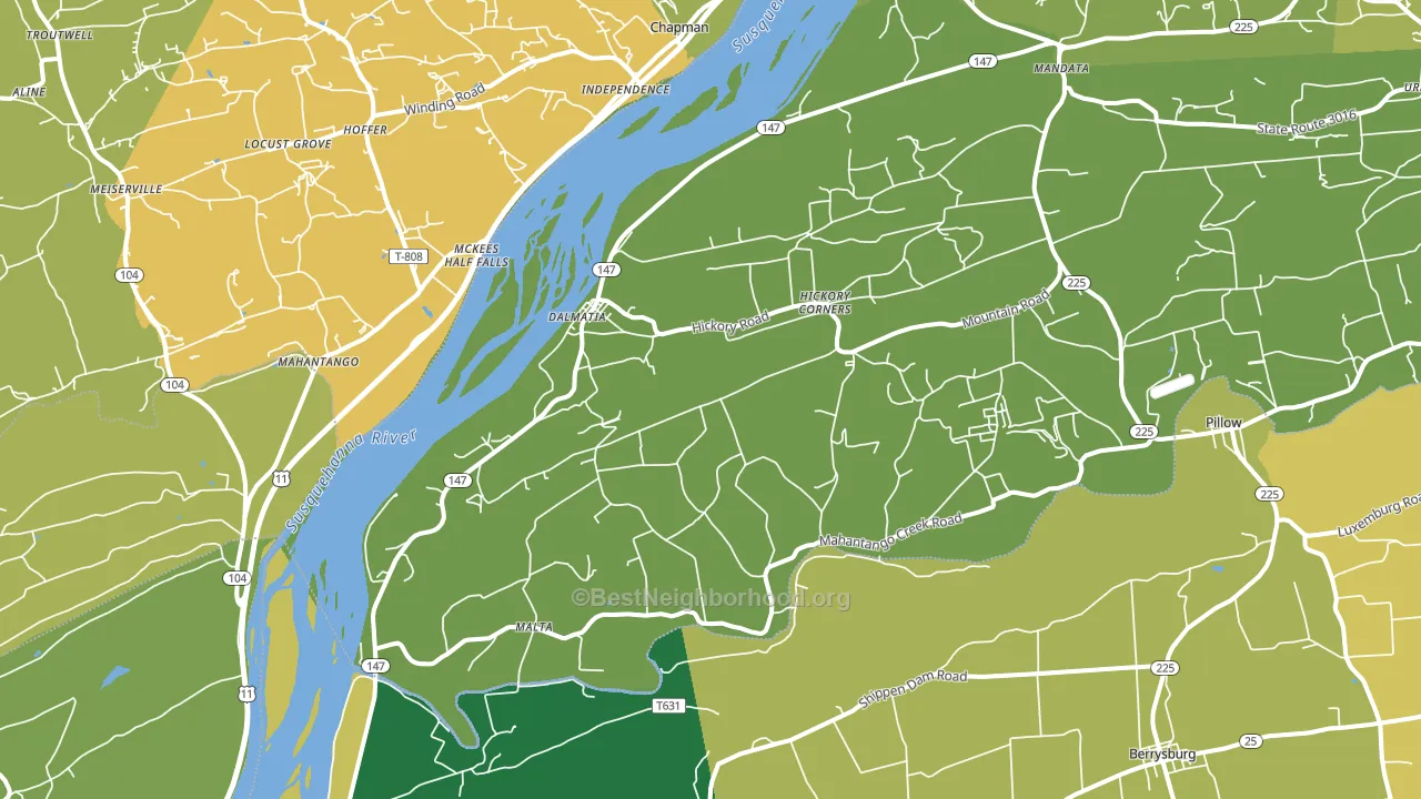 Dalmatia, PA block-group voter-turnout map