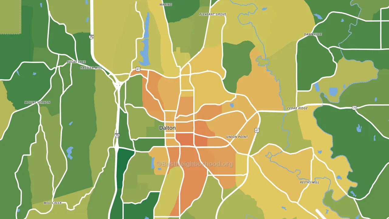 Dalton, GA block-group voter-turnout map