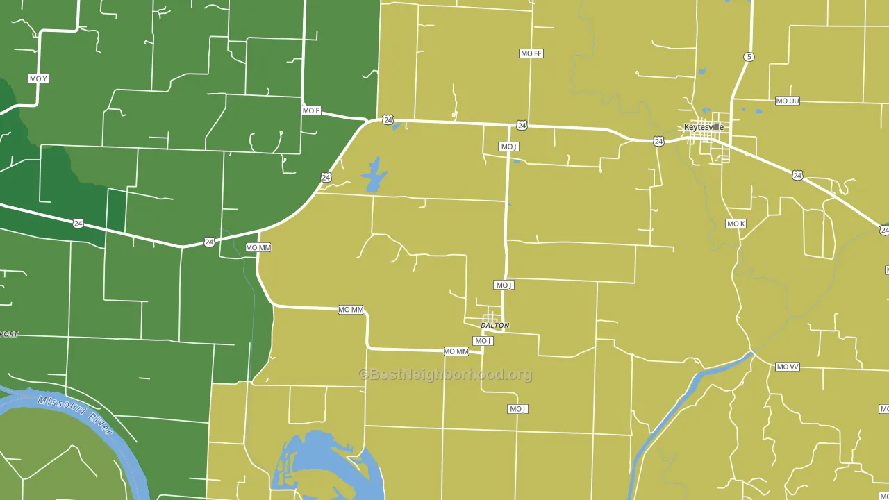 Dalton, MO block-group voter-turnout map