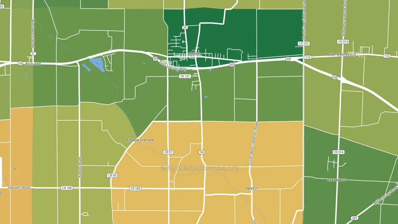 Dalton, OH block-group voter-turnout map