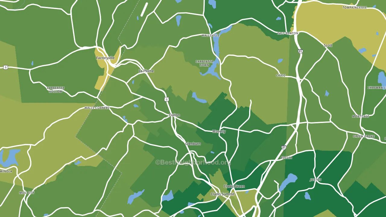 Dalton, PA block-group voter-turnout map
