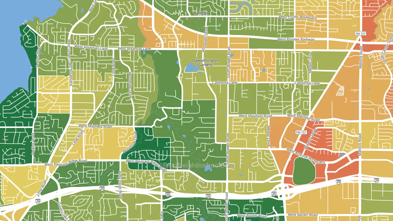Dalworthington Gardens, TX block-group voter-turnout map