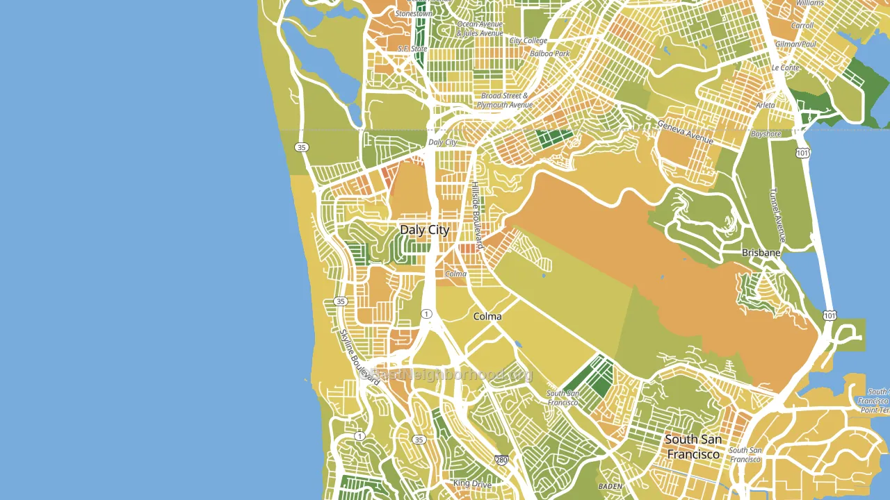 Daly City, CA block-group voter-turnout map