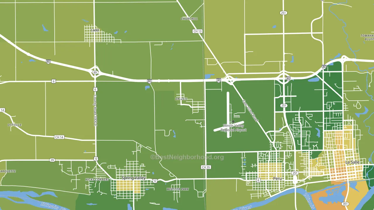 Dalzell, IL block-group voter-turnout map