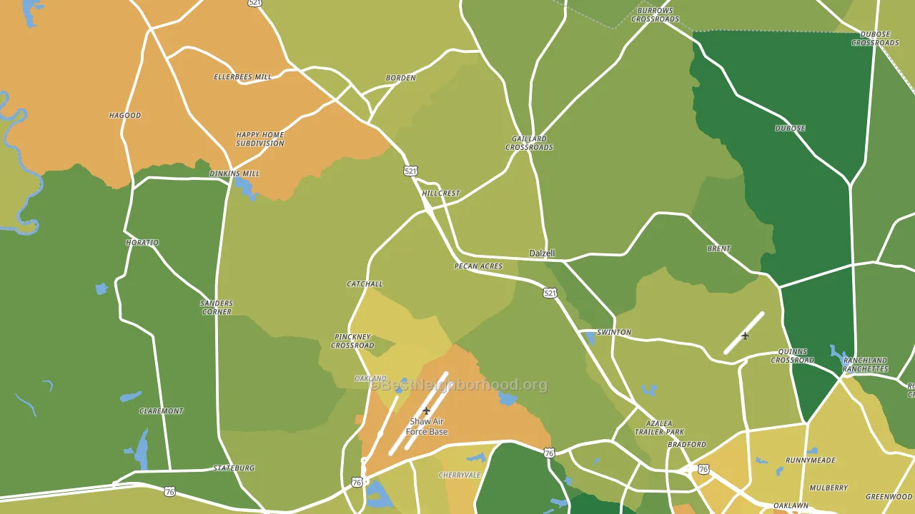 Dalzell, SC block-group voter-turnout map