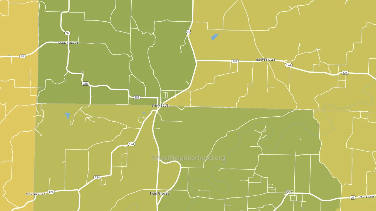 Damascus, AR block-group voter-turnout map