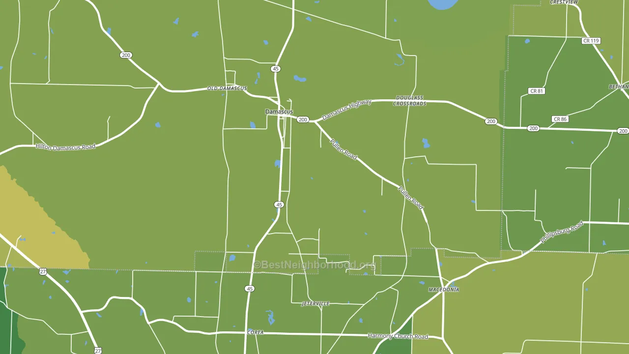 Damascus, GA block-group voter-turnout map
