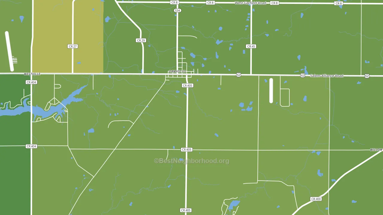 Damascus, OH block-group voter-turnout map