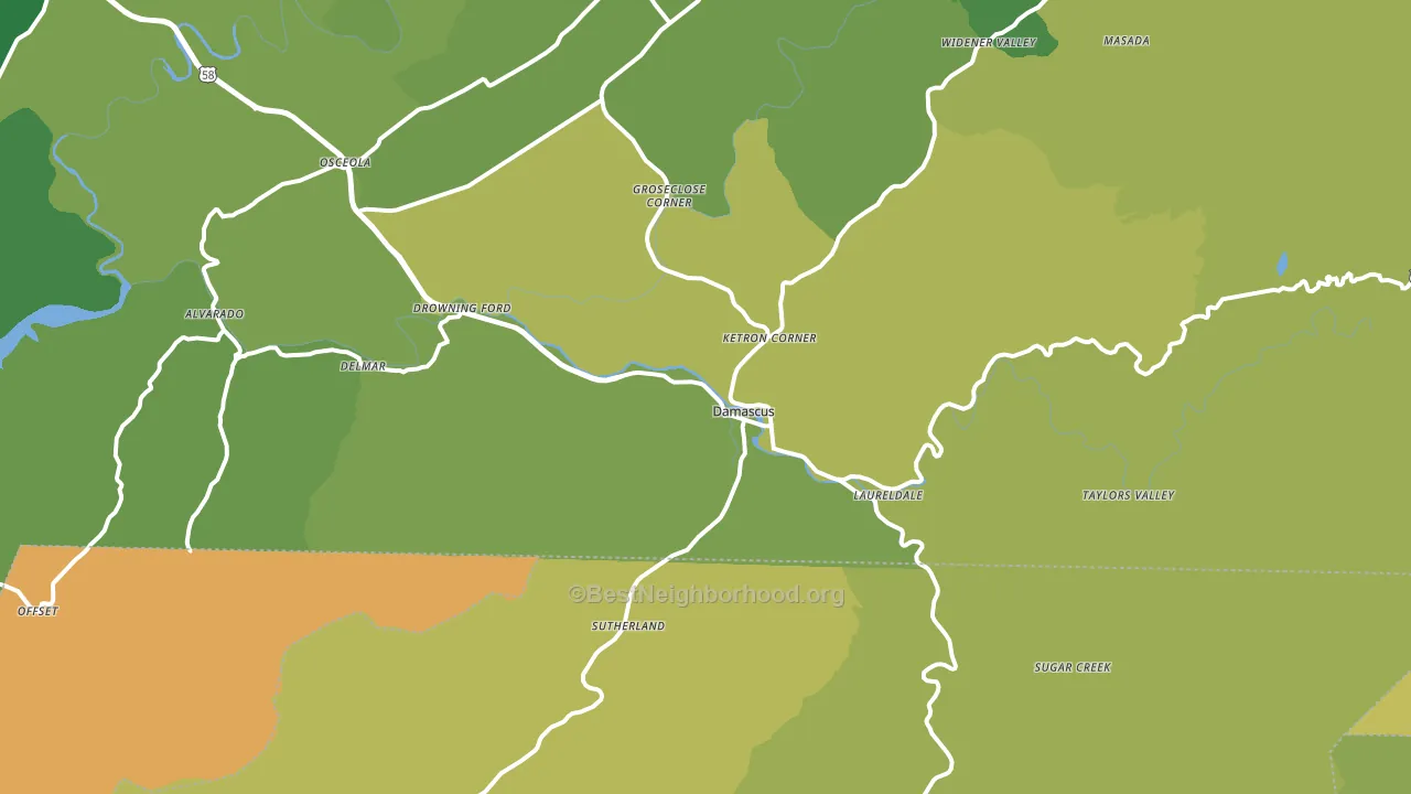 Damascus, VA block-group voter-turnout map