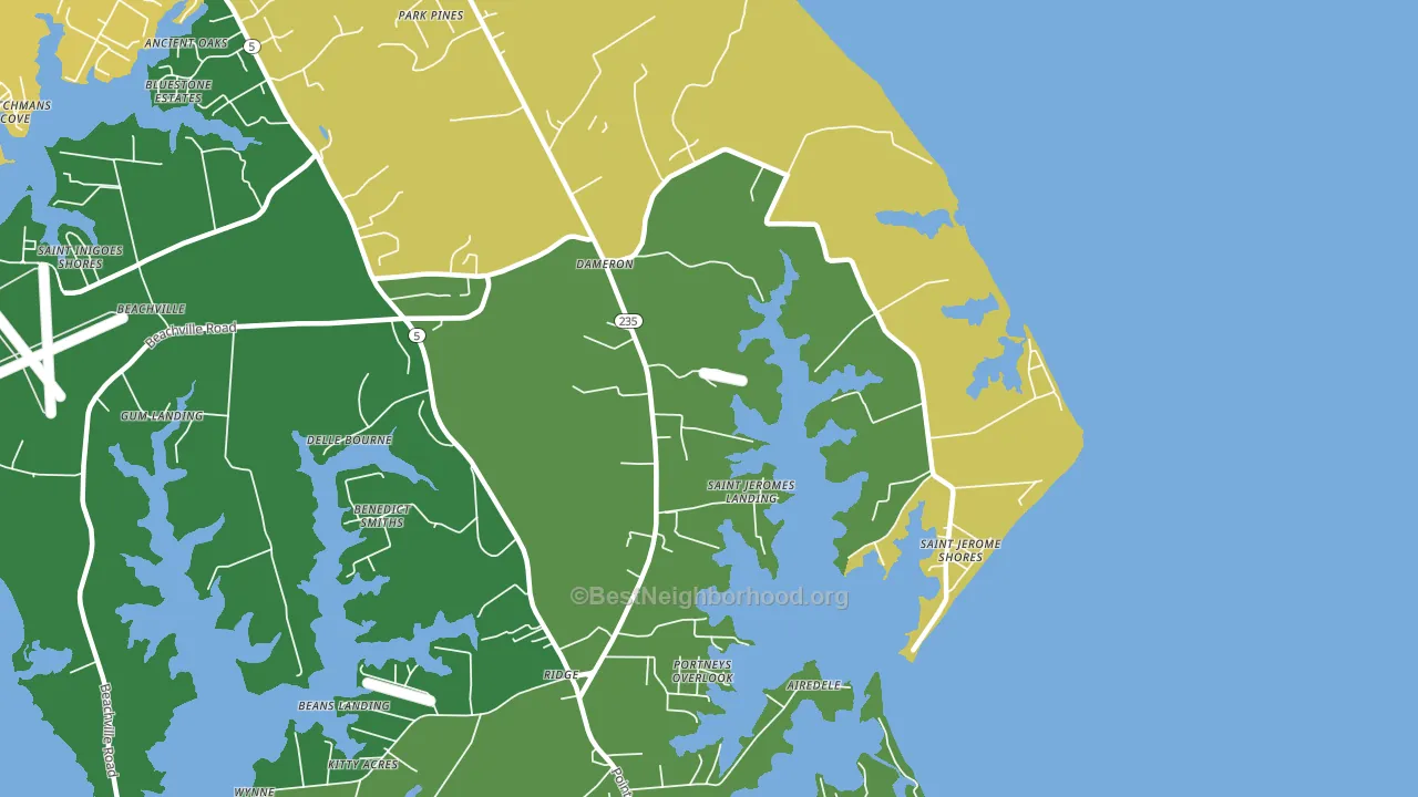 Dameron, MD block-group voter-turnout map