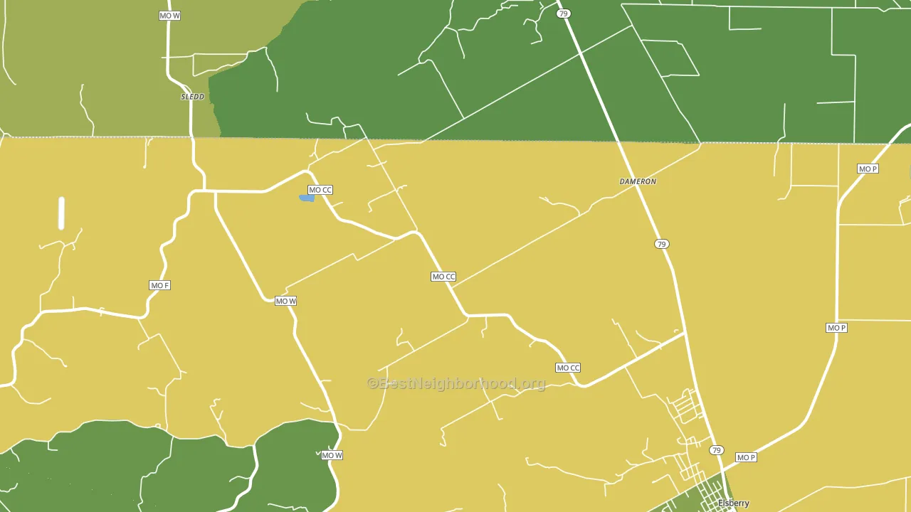 Dameron, MO block-group voter-turnout map