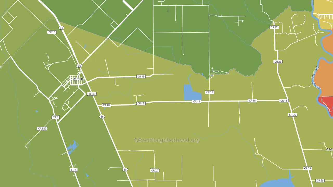 Damon, TX block-group voter-turnout map