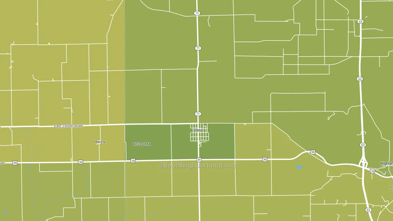 Dana, IN block-group voter-turnout map