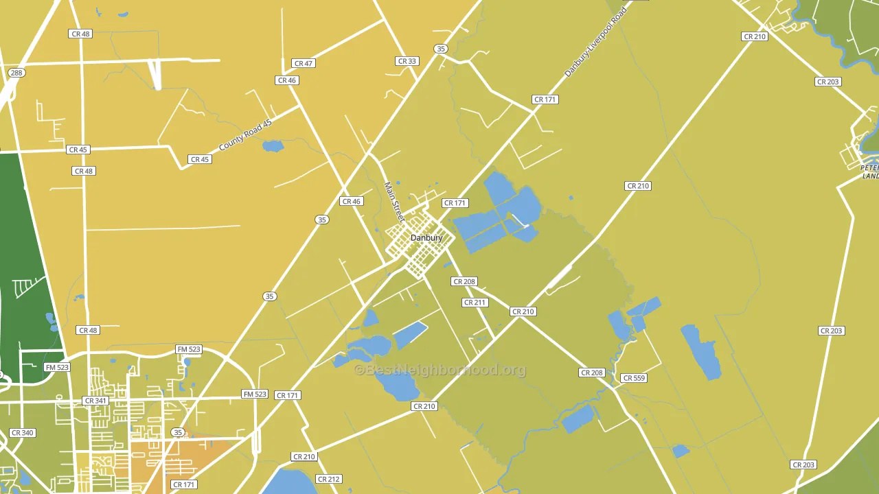 Danbury, TX block-group voter-turnout map