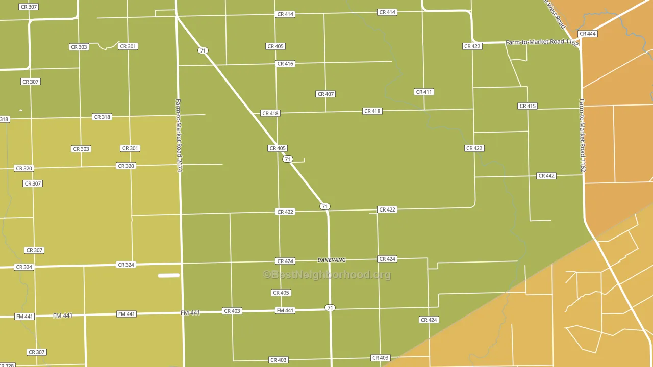 Danevang, TX block-group voter-turnout map