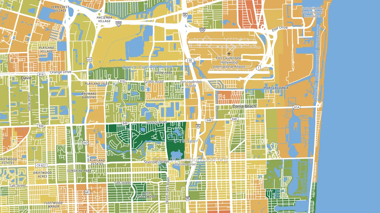 Dania Beach, FL block-group voter-turnout map