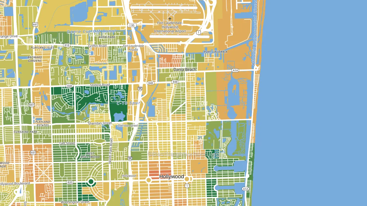 Dania, FL block-group voter-turnout map