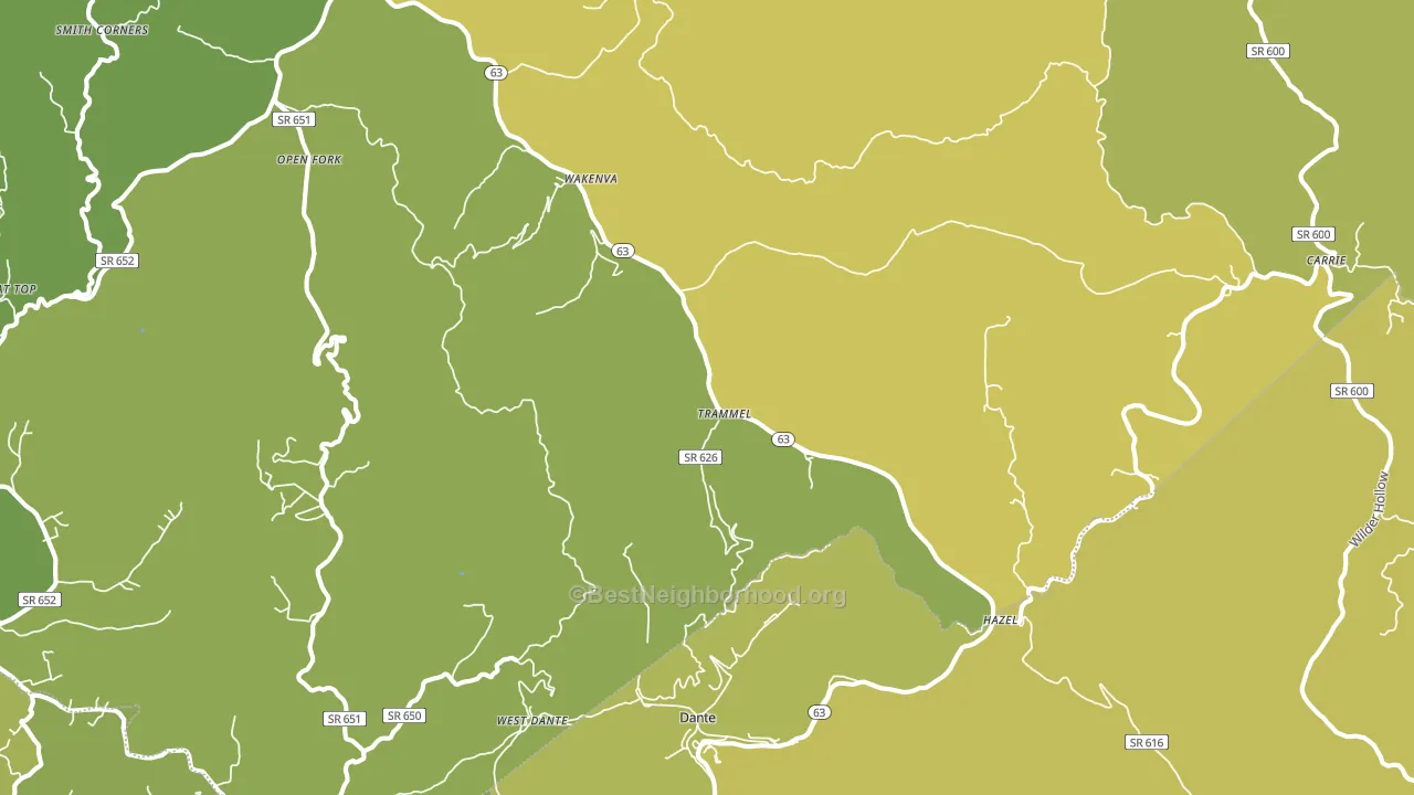 Dante, VA block-group voter-turnout map