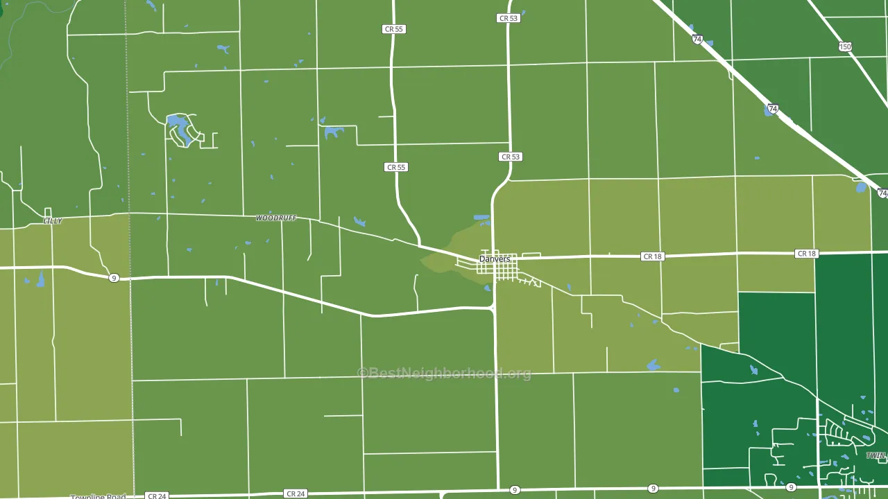 Danvers, IL block-group voter-turnout map