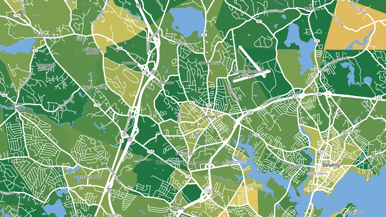 Danvers, MA block-group voter-turnout map