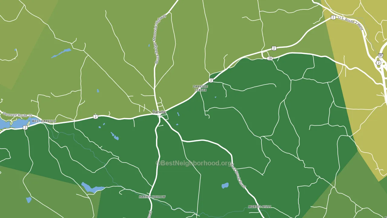 Danville Center, VT block-group voter-turnout map