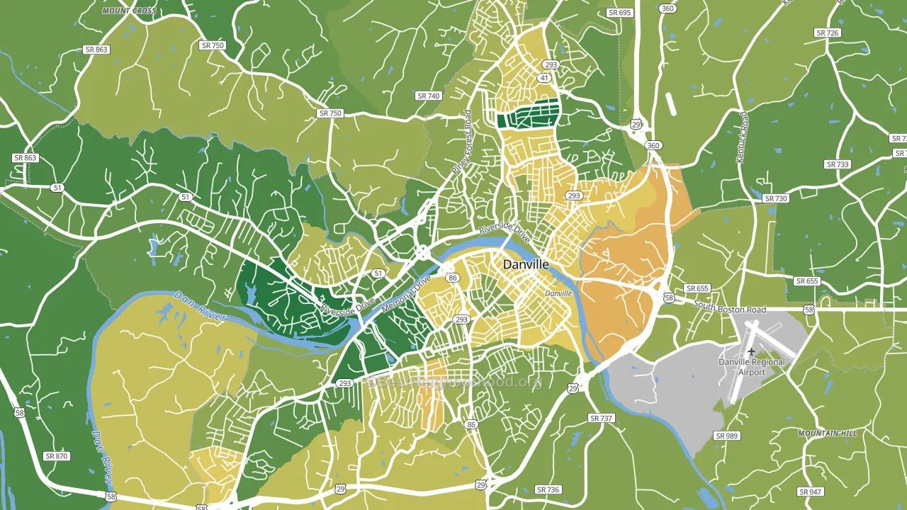 Danville City, VA block-group voter-turnout map