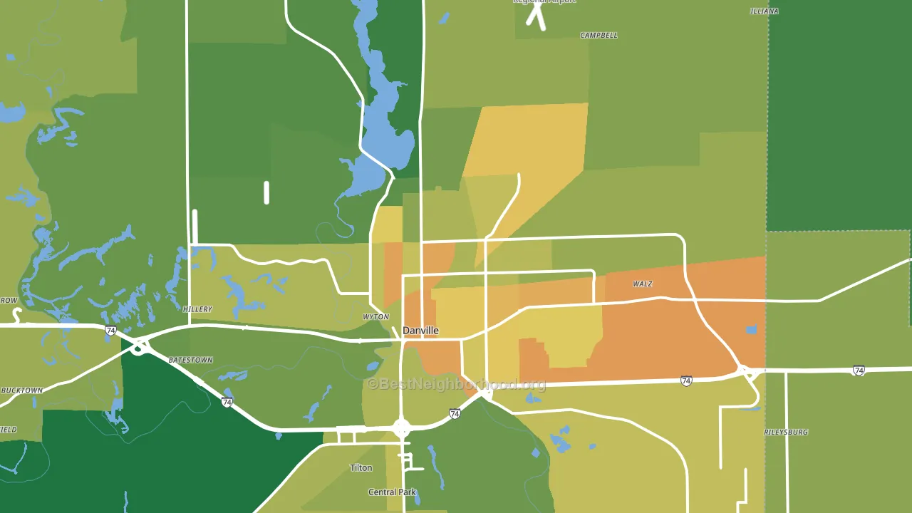 Danville, IL block-group voter-turnout map