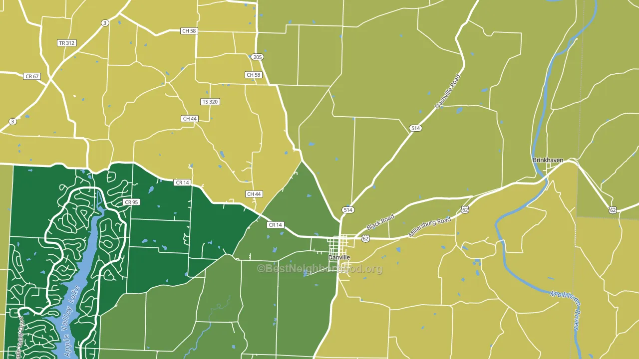 Danville, OH block-group voter-turnout map