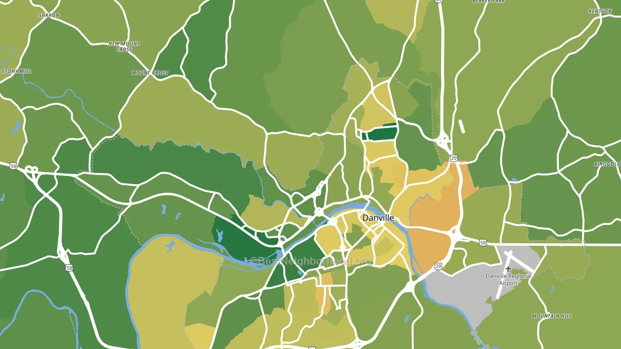 Danville, VA block-group voter-turnout map