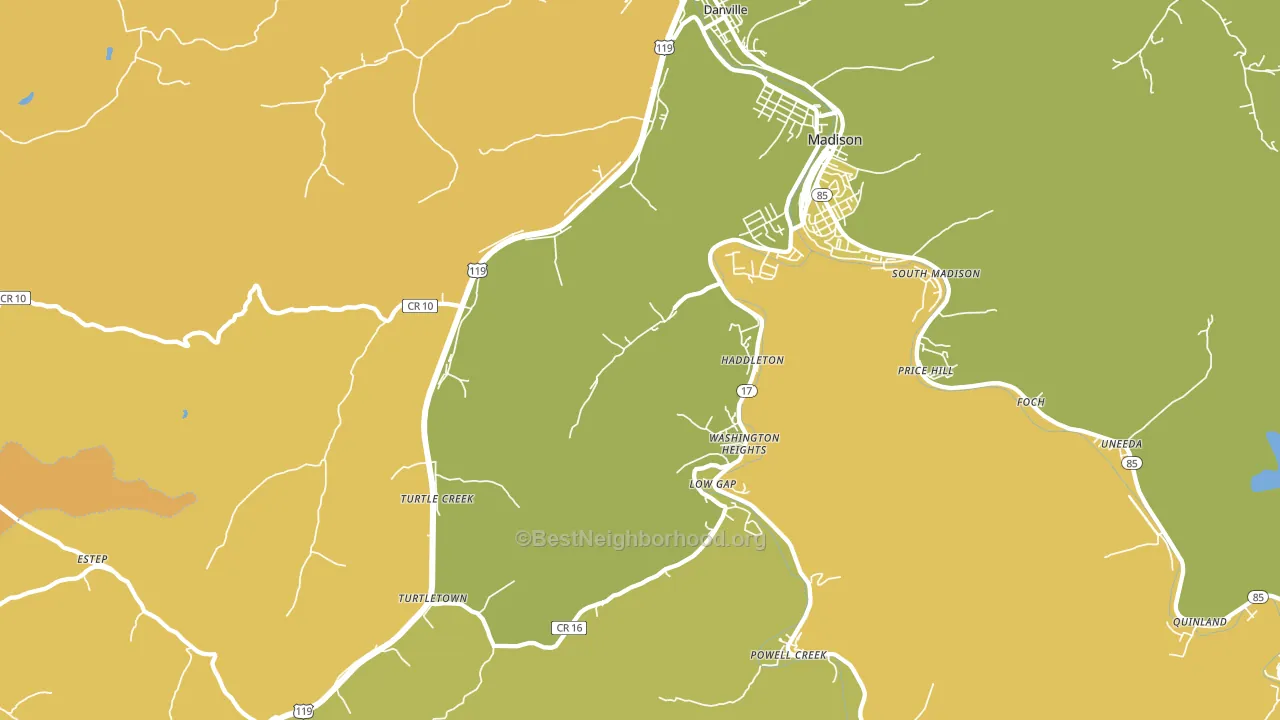 Danville, WV block-group voter-turnout map