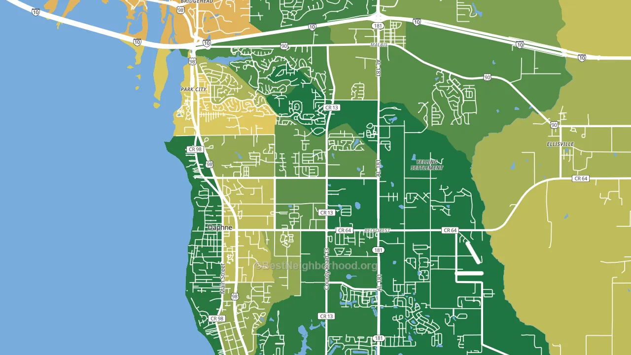 Daphne, AL block-group voter-turnout map