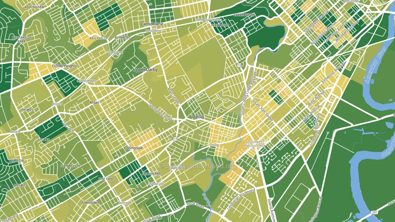 Darby, PA block-group voter-turnout map