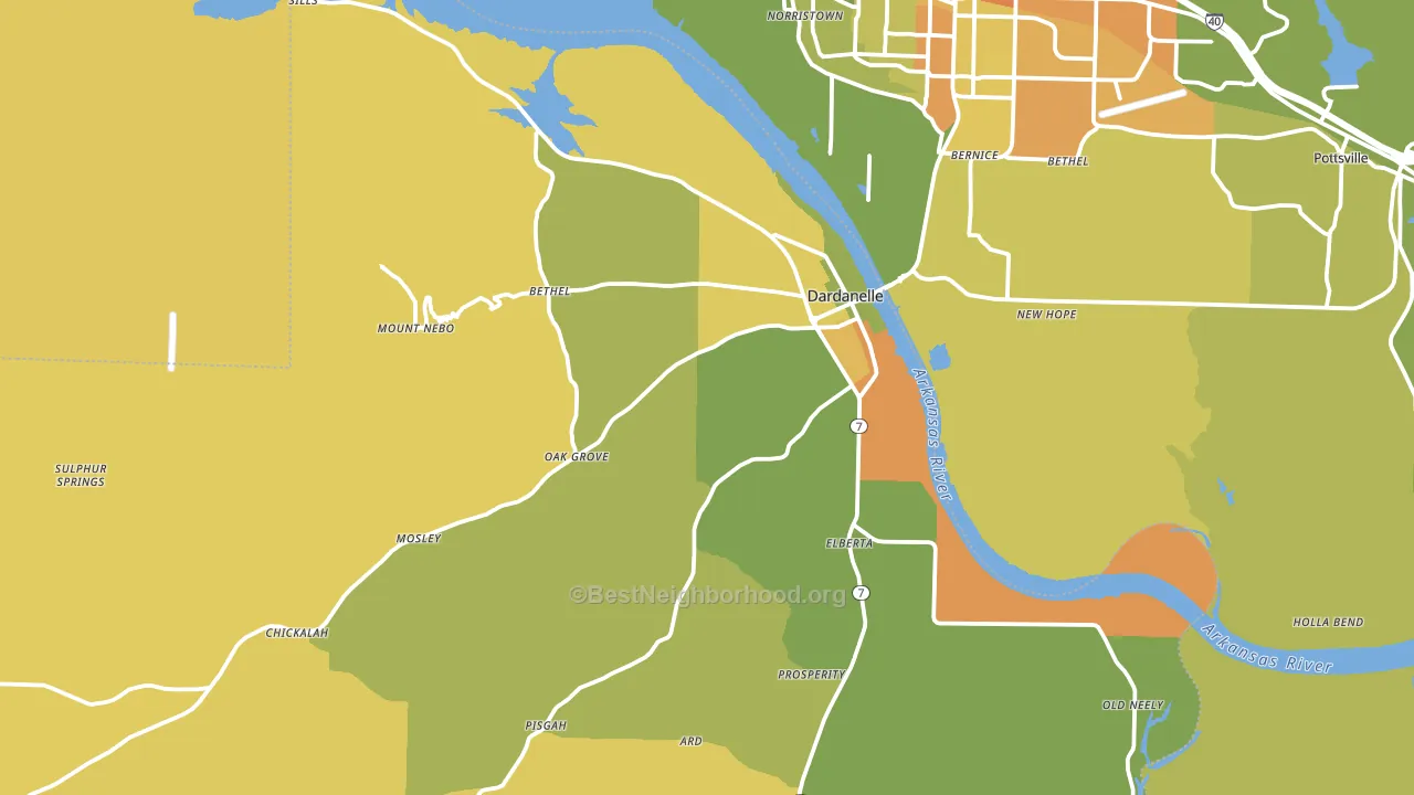 Dardanelle, AR block-group voter-turnout map