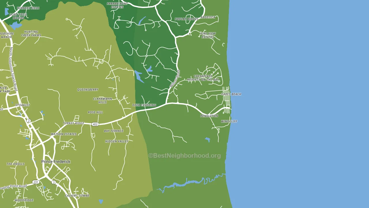 Dares Beach, MD block-group voter-turnout map