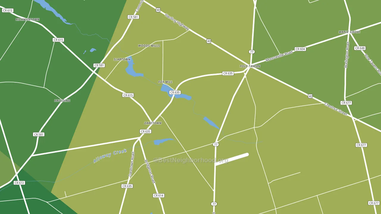 Daretown, NJ block-group voter-turnout map