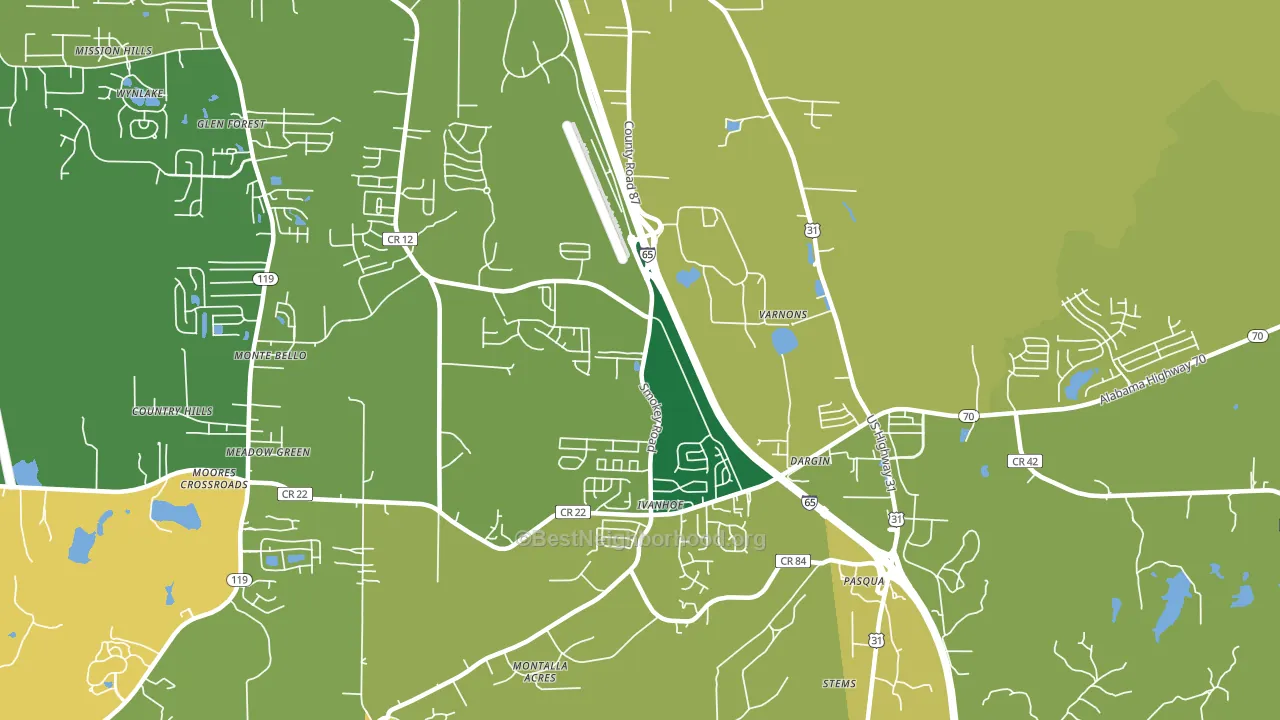 Dargin, AL block-group voter-turnout map