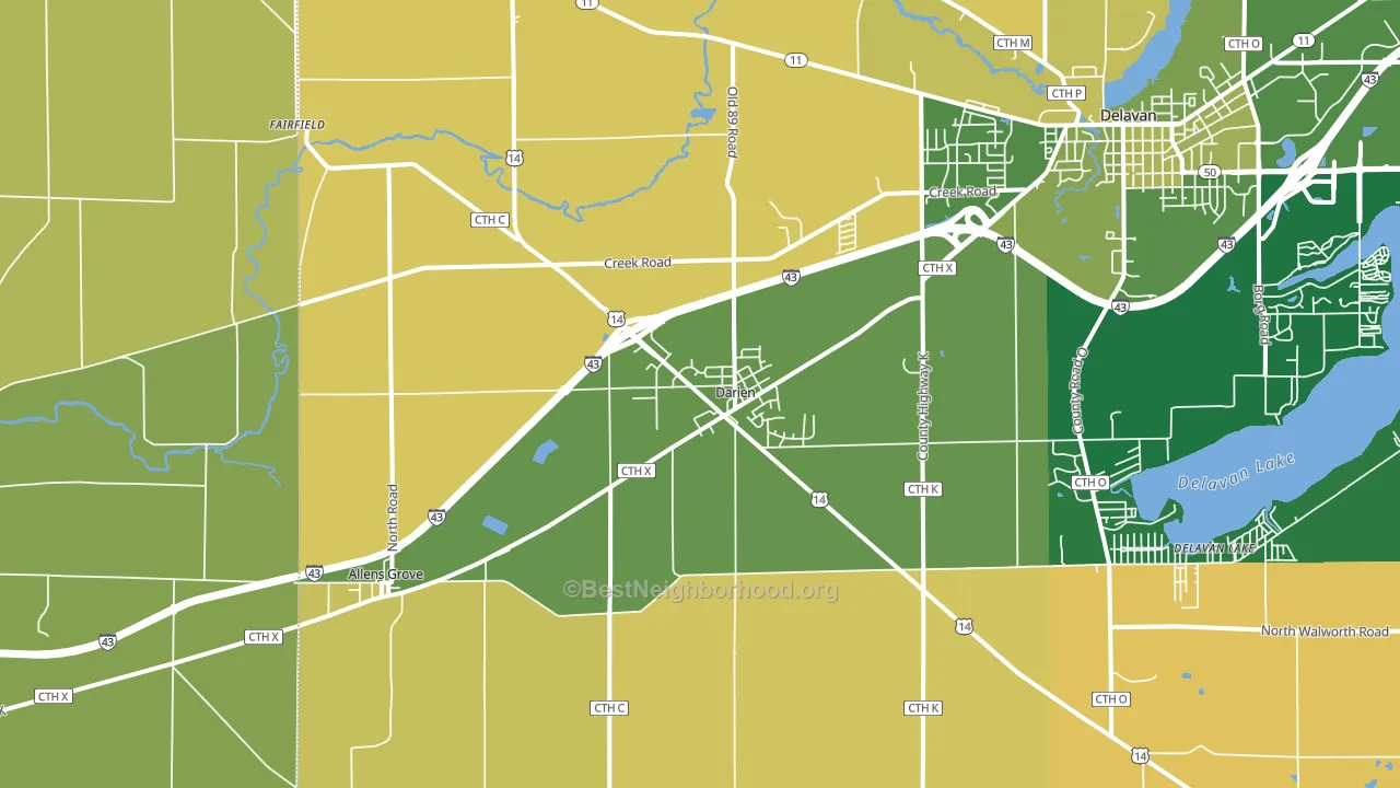 Darien, WI block-group voter-turnout map