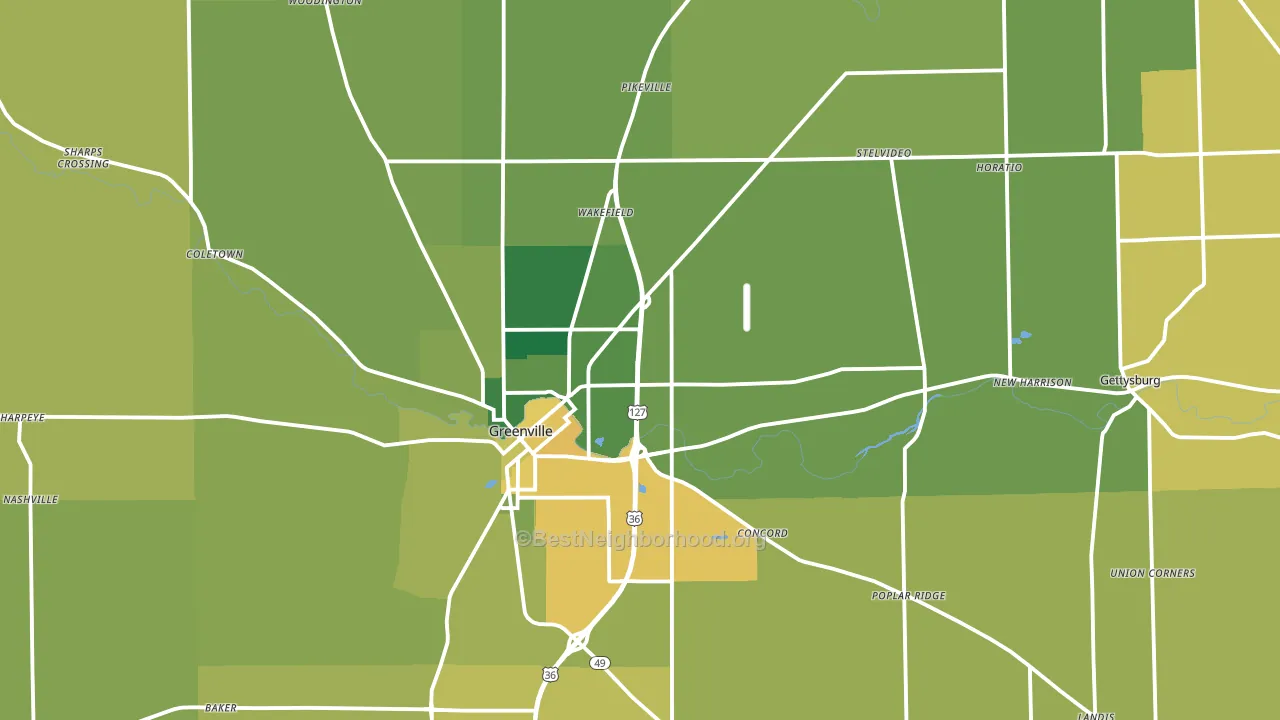 Darke County, OH block-group voter-turnout map