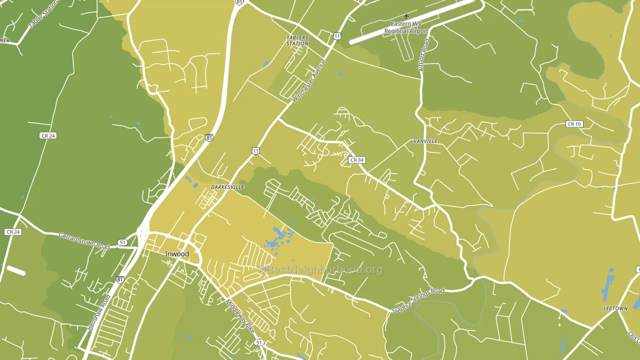 Darkesville, Inwood, WV block-group voter-turnout map