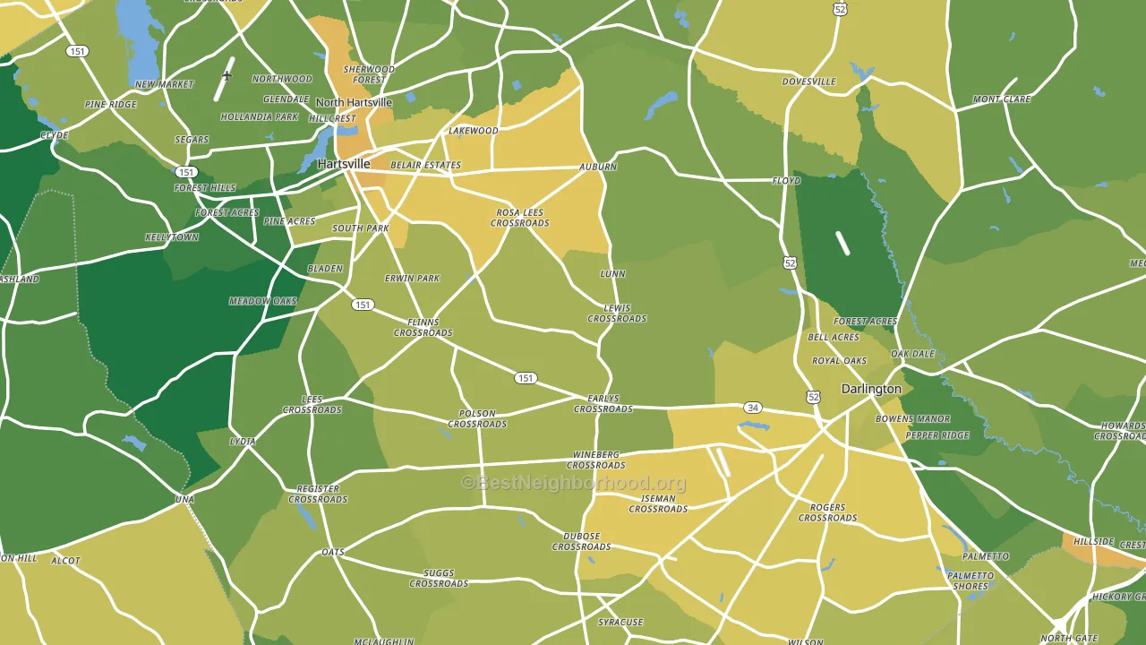 Darlington County, SC block-group voter-turnout map