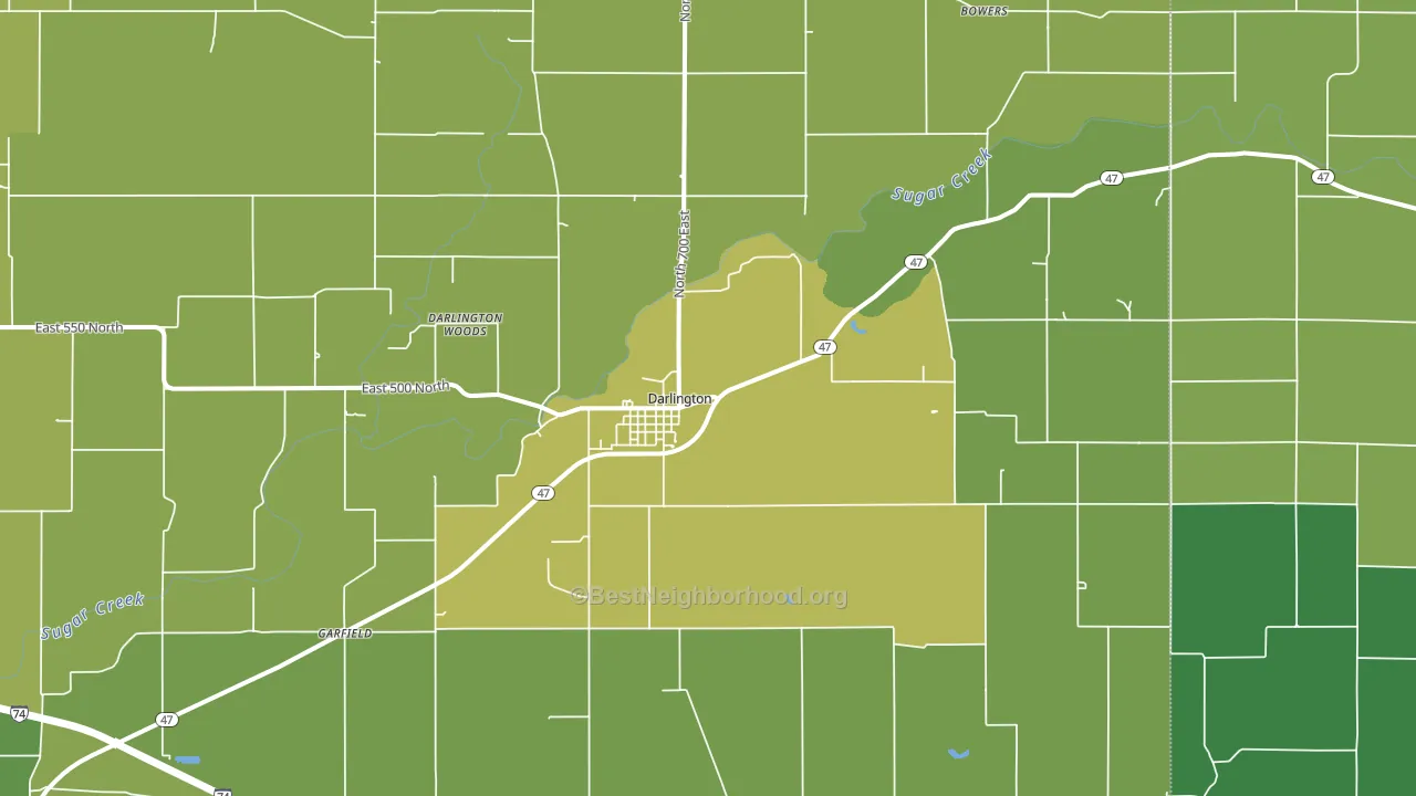 Darlington, IN block-group voter-turnout map