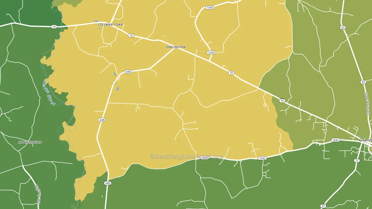 Darlington, LA block-group voter-turnout map