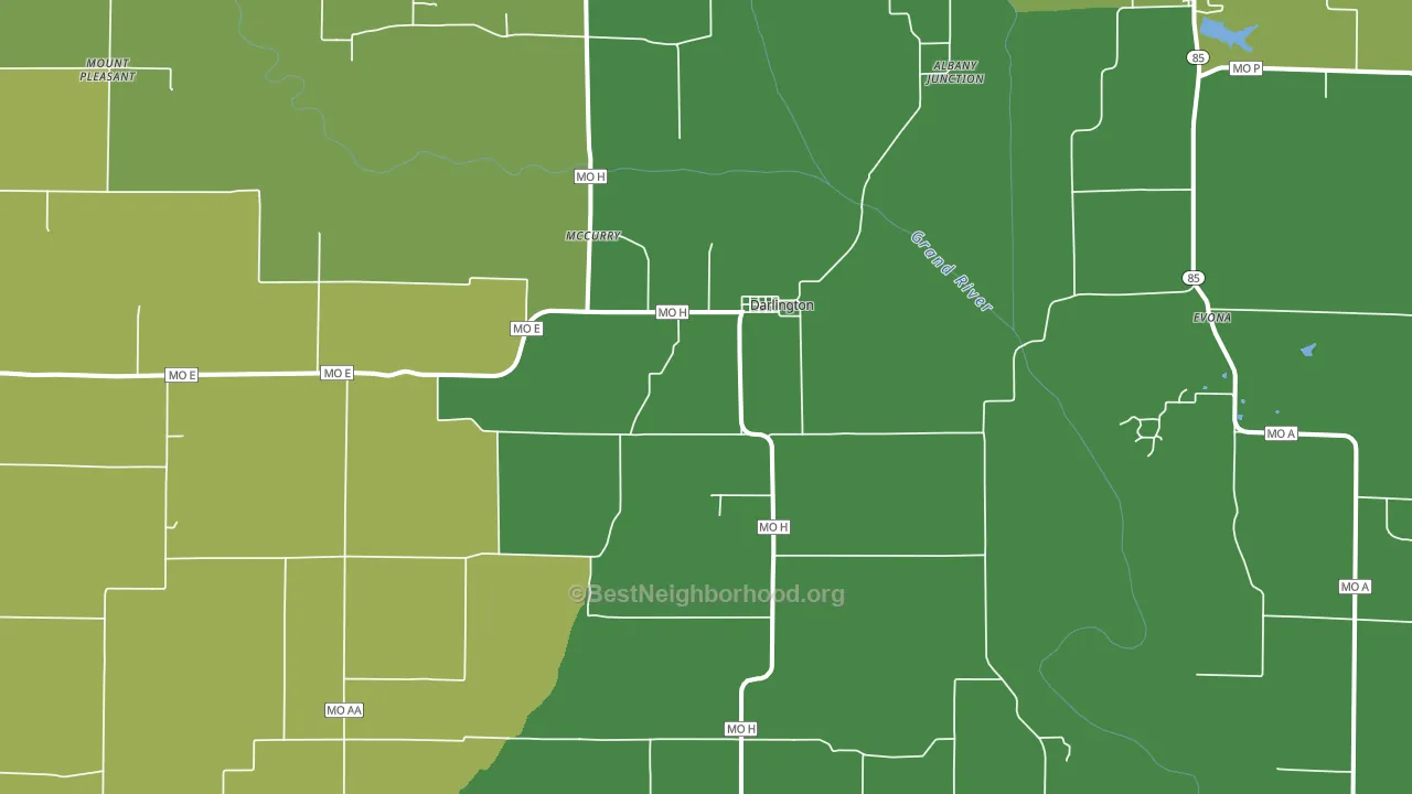 Darlington, MO block-group voter-turnout map