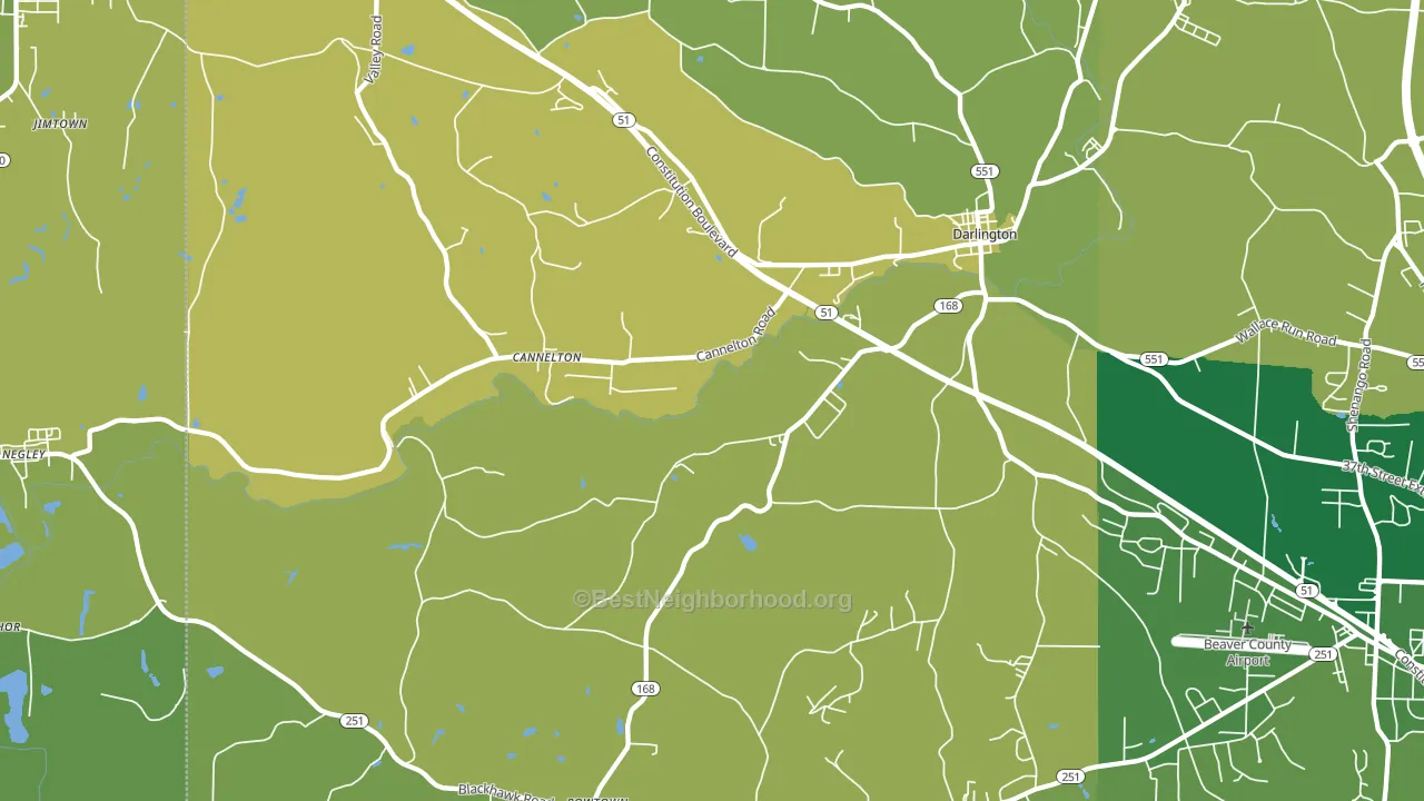 Darlington, PA block-group voter-turnout map