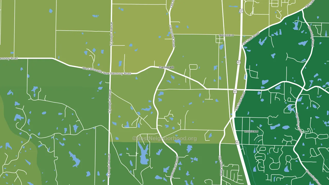 Darmstadt, IN block-group voter-turnout map
